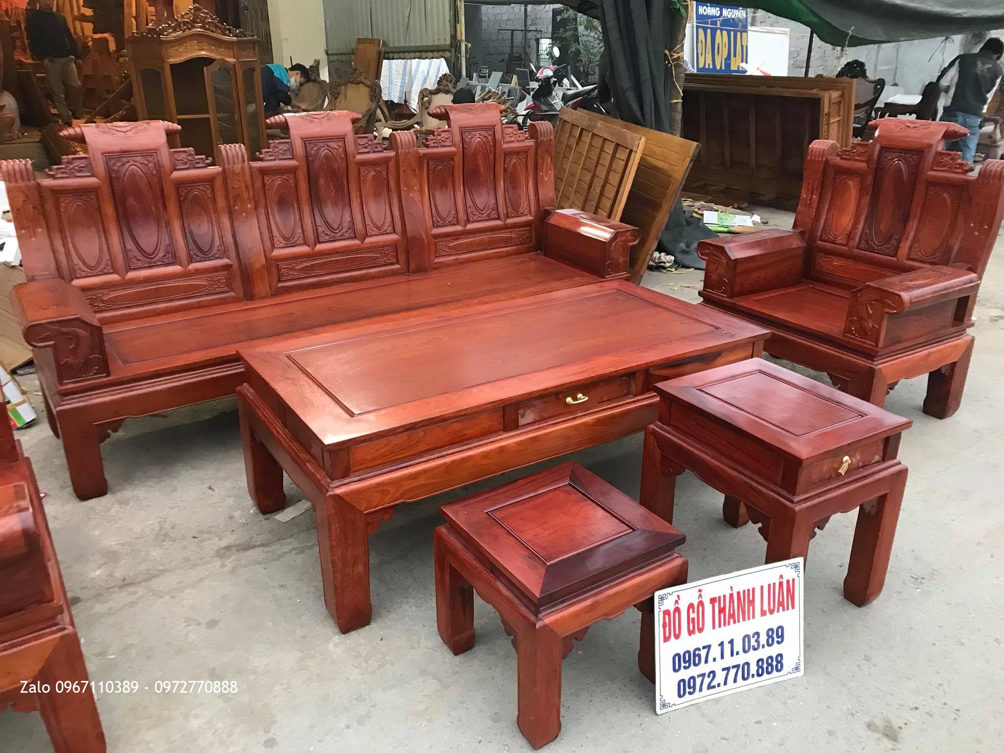 Bộ Bàn Ghế Âu Á Hộp Gỗ Hương Đỏ Lào 6 Món. Khách Đồng Nai.