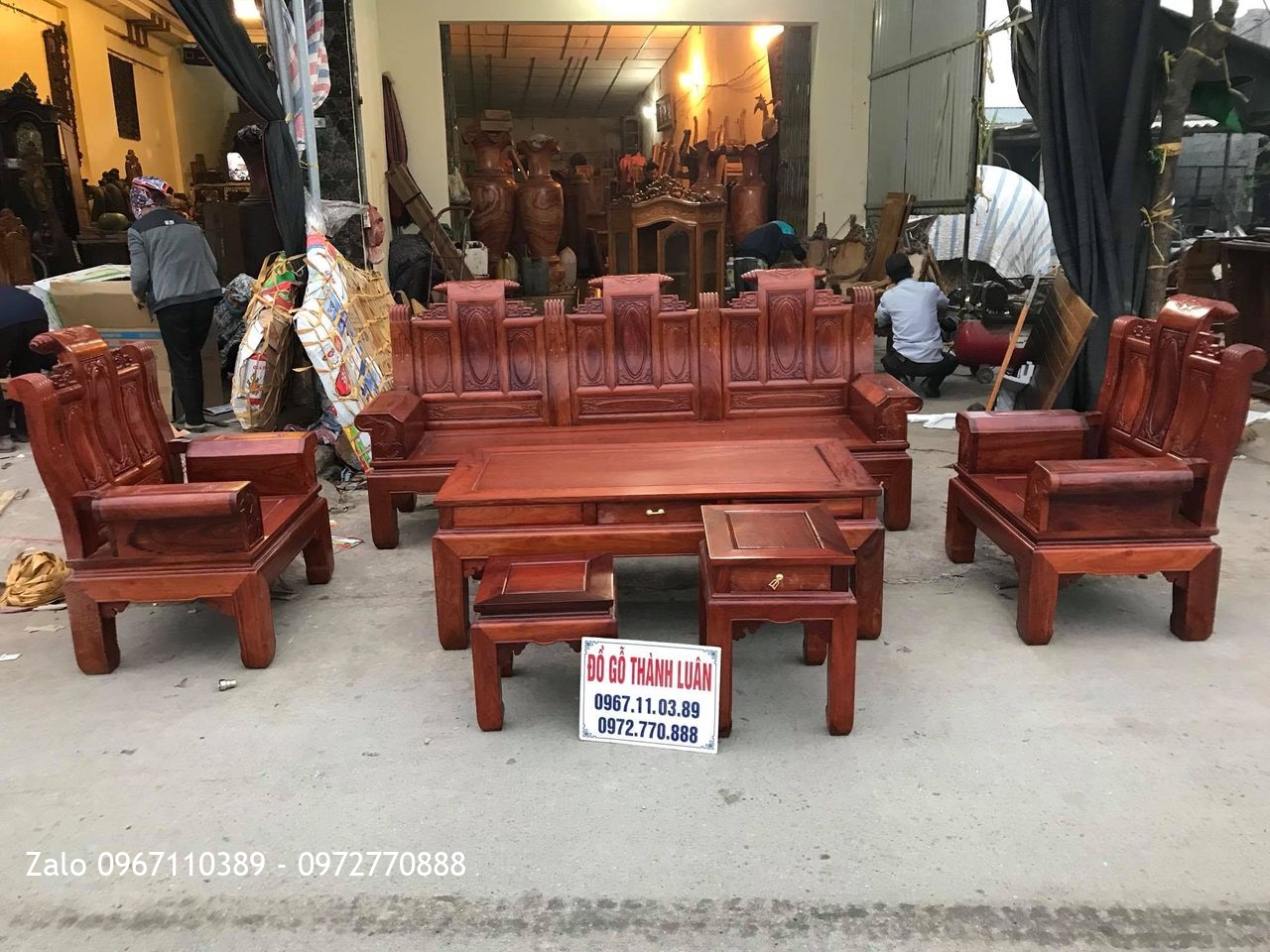 Bộ Bàn Ghế Âu Á Hộp Gỗ Hương Đỏ Lào 6 Món. Khách Đồng Nai