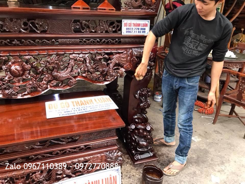 Sập Thờ Tứ Linh Gỗ Gụ. Khách Hải Phòng