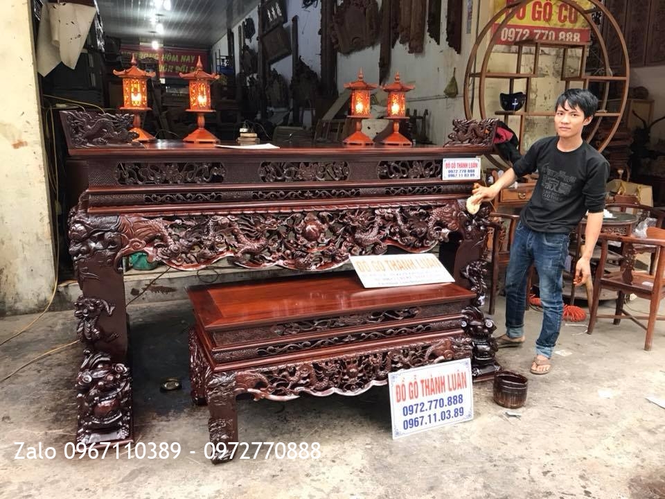 Sập Thờ Tứ Linh Gỗ Gụ. Khách Hải Phòng,