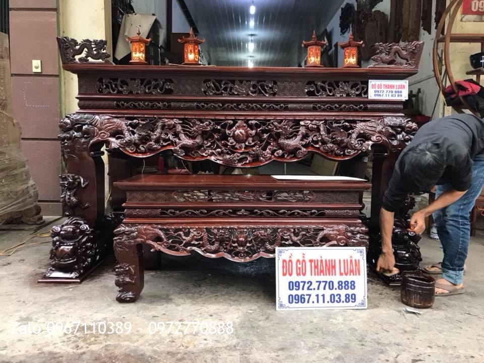 Sập Thờ Tứ Linh Gỗ Gụ. Khách Hải Phòng,.