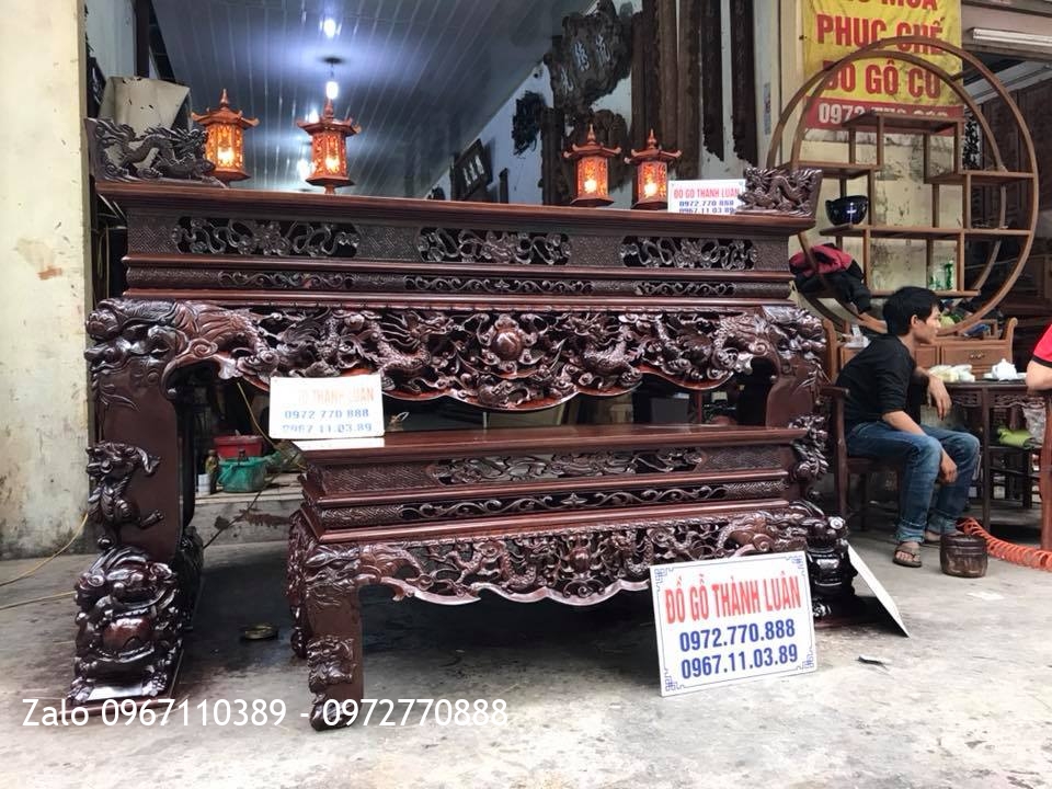 Sập Thờ Tứ Linh Gỗ Gụ. Khách Hải Phòng.