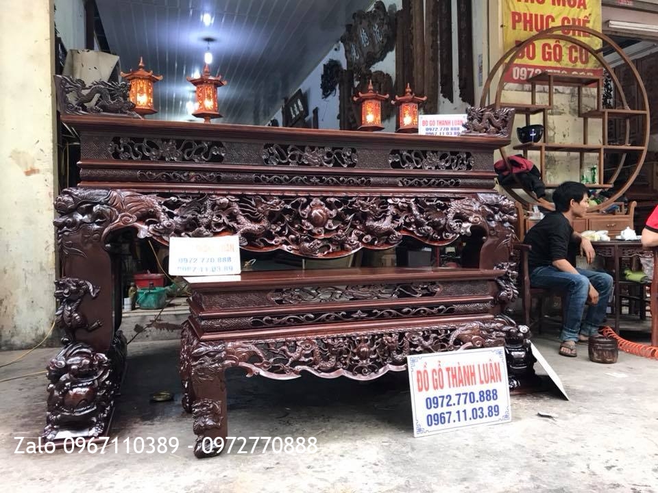 Sập Thờ Tứ Linh Gỗ Gụ. Khách Hải Phòng.