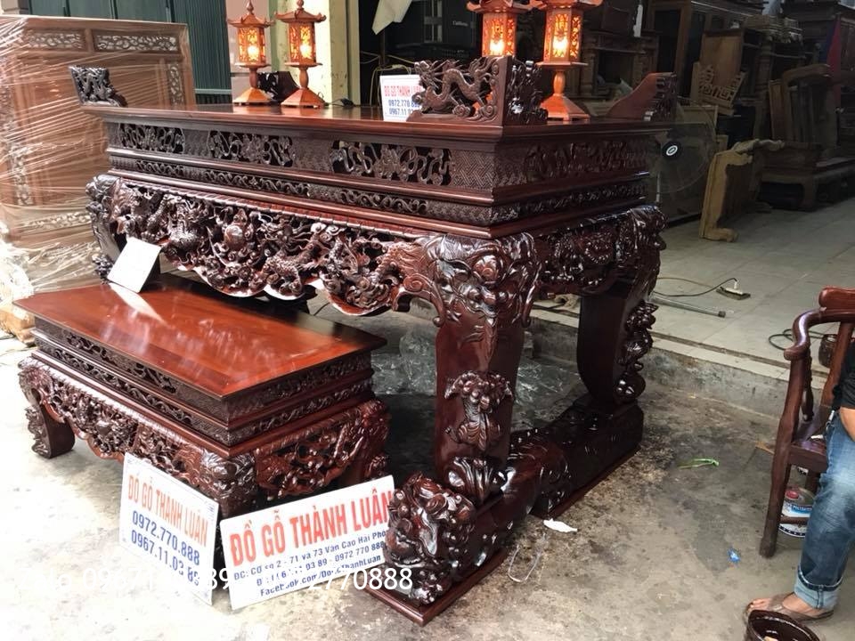 Sập Thờ Tứ Linh Gỗ Gụ. Khách Hải Phòng.:.