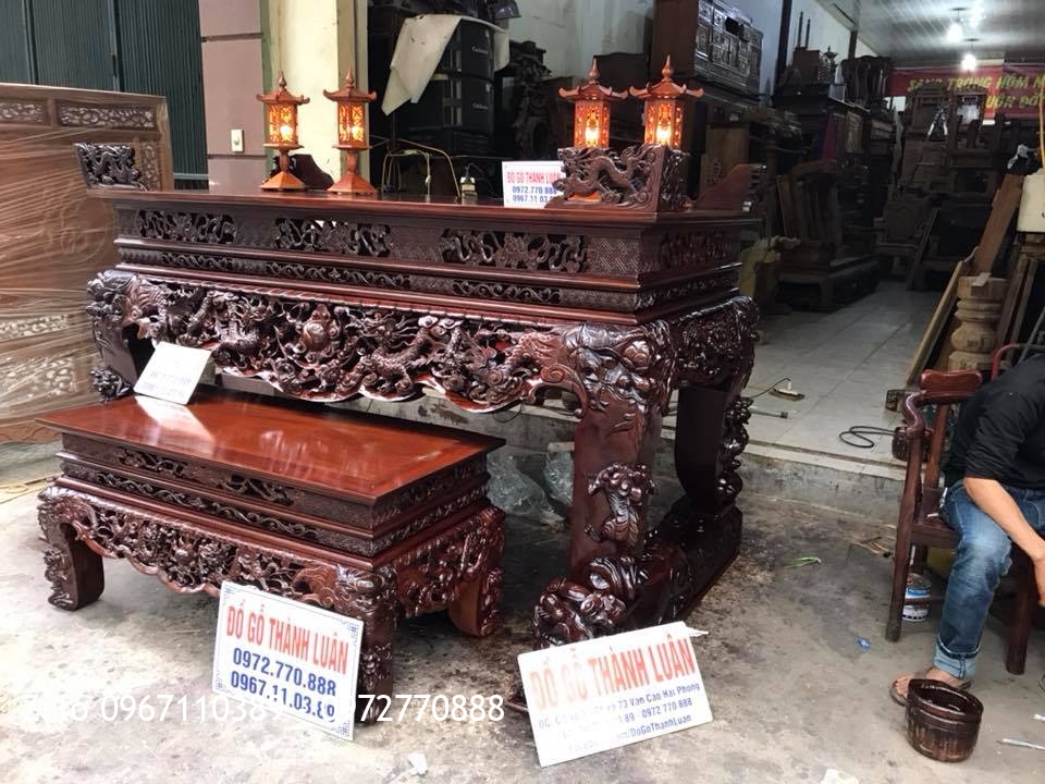 Sập Thờ Tứ Linh Gỗ Gụ. Khách Hải Phòng: