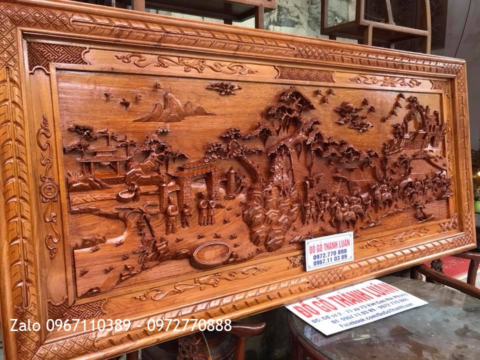 Tranh Vinh Quy Bái Tổ Gỗ Hương Đá 2m17-1m. Khách Hải Phòng