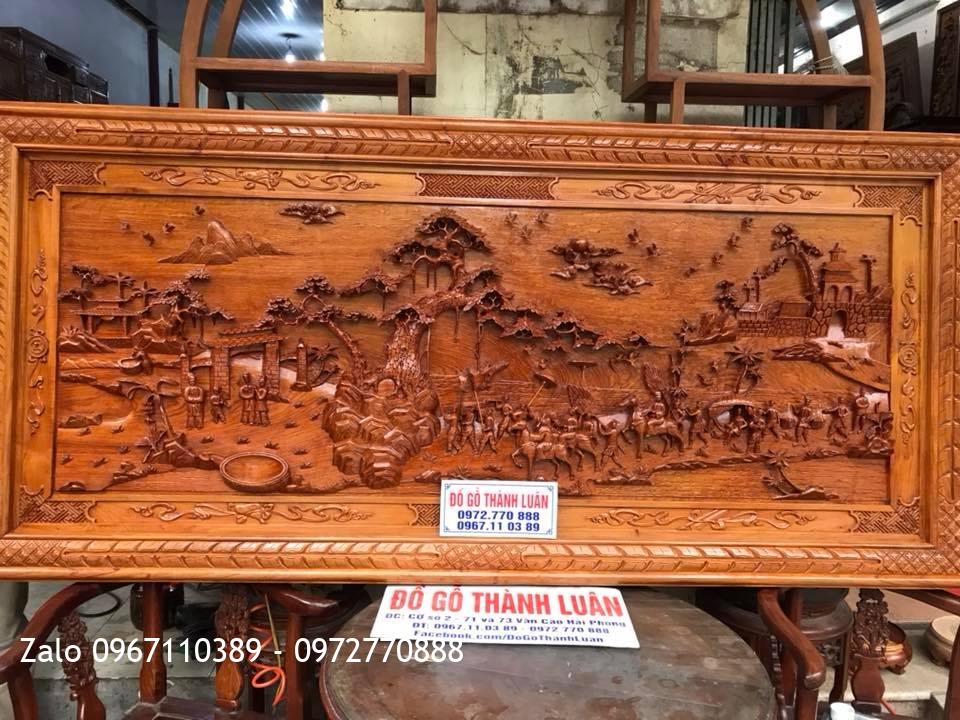 Tranh Vinh Quy Bái Tổ Gỗ Hương Đá 2m17-1m. Khách Hải Phòng,