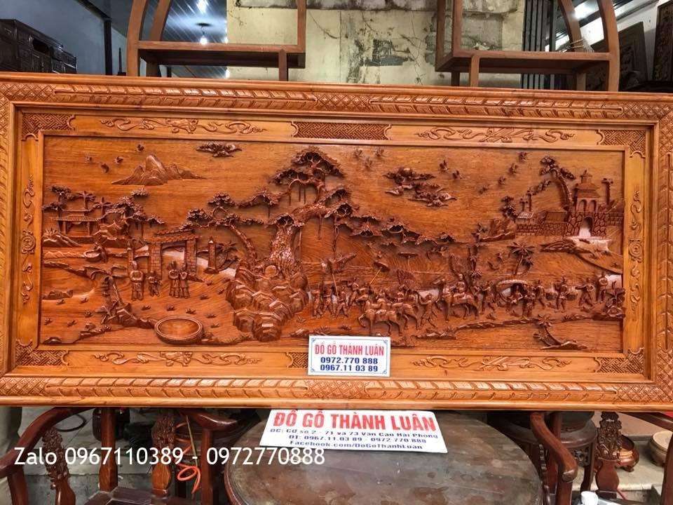Tranh Vinh Quy Bái Tổ Gỗ Hương Đá 2m17-1m. Khách Hải Phòng,