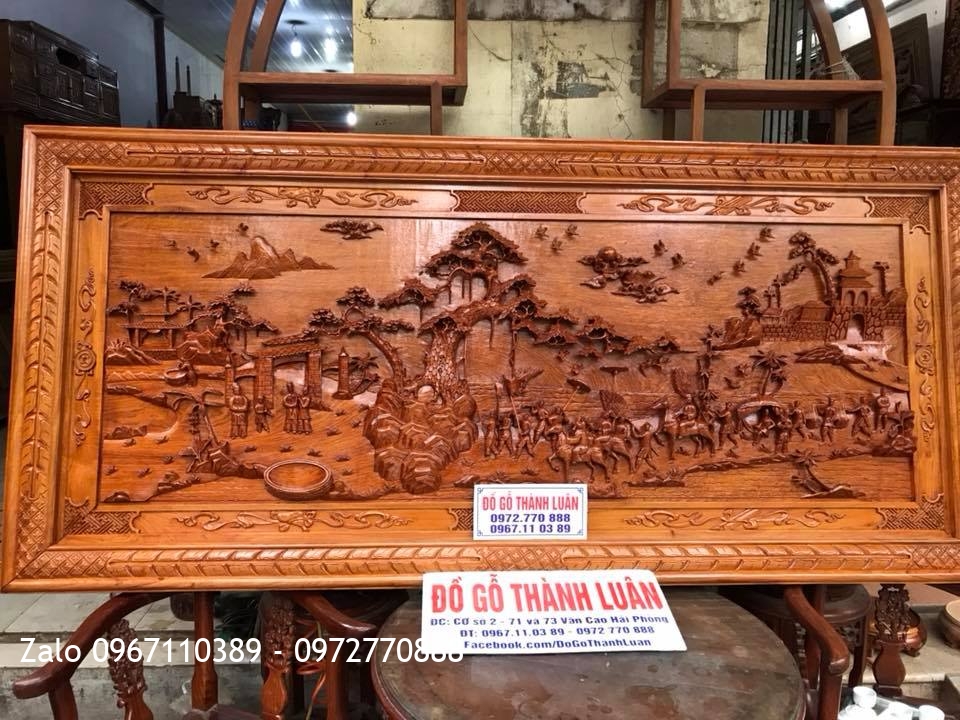 Tranh Vinh Quy Bái Tổ Gỗ Hương Đá 2m17-1m. Khách Hải Phòng..