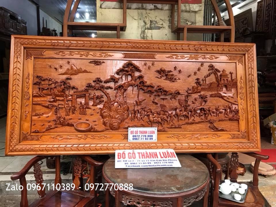 Tranh Vinh Quy Bái Tổ Gỗ Hương Đá 2m17-1m. Khách Hải Phòng...