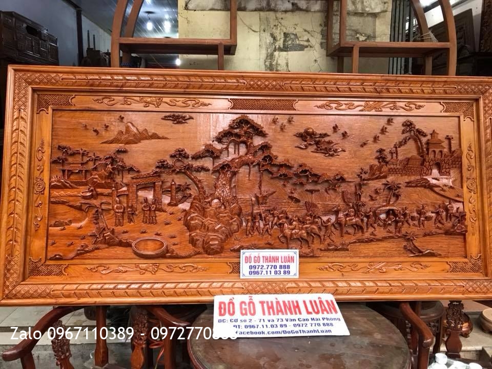 Tranh Vinh Quy Bái Tổ Gỗ Hương Đá 2m17-1m. Khách Hải Phòng...