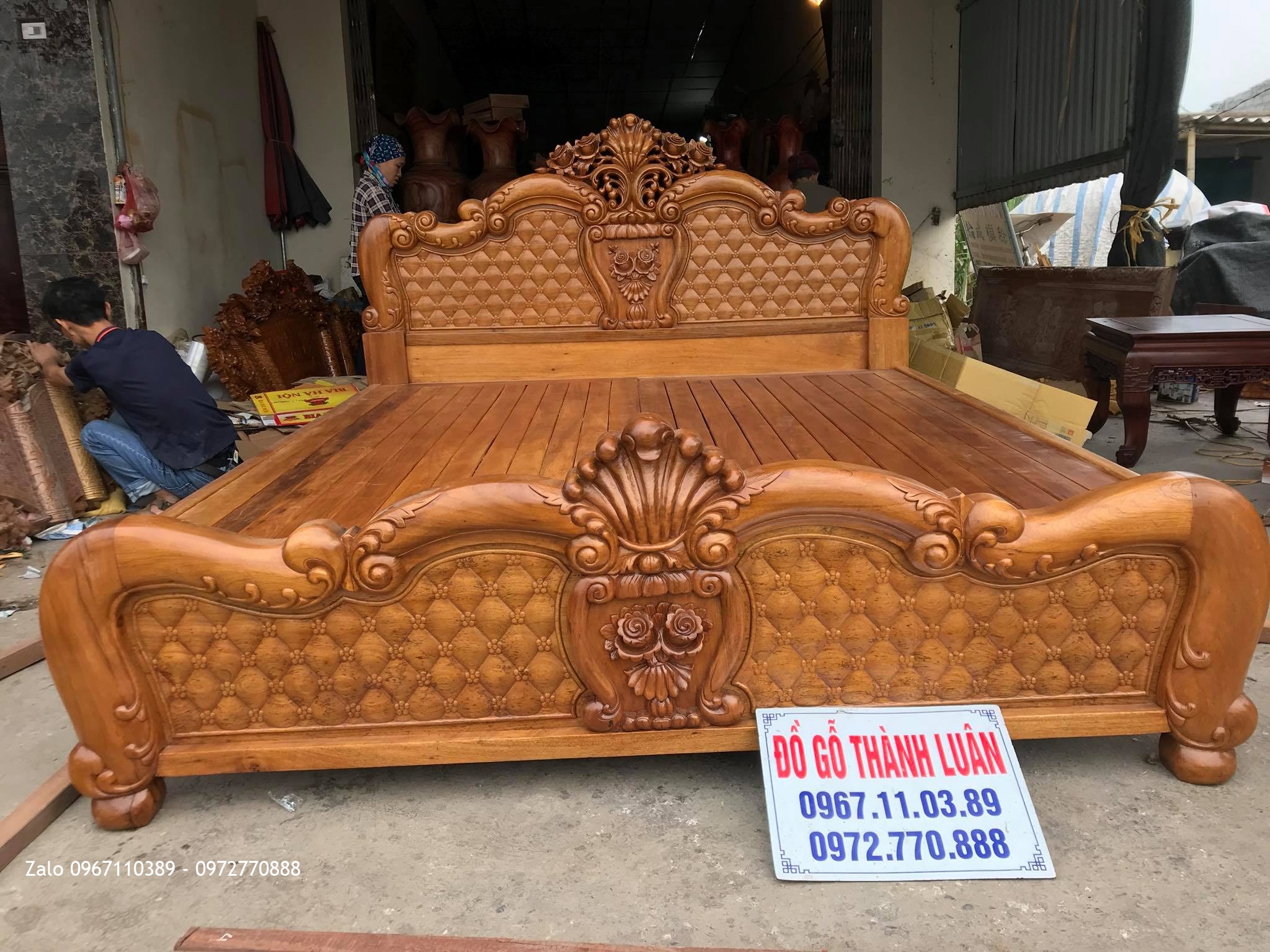 Giường Hồng Trám Mai Gỗ Gụ. AC Hà Nhân Cà Mau.