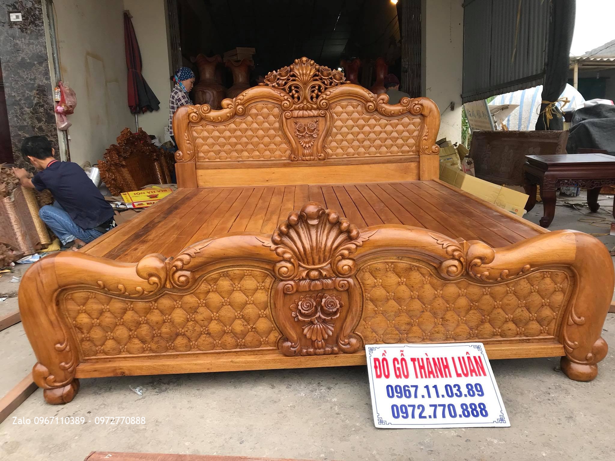 Giường Hồng Trám Mai Gỗ Gụ. AC Hà Nhân Cà Mau.