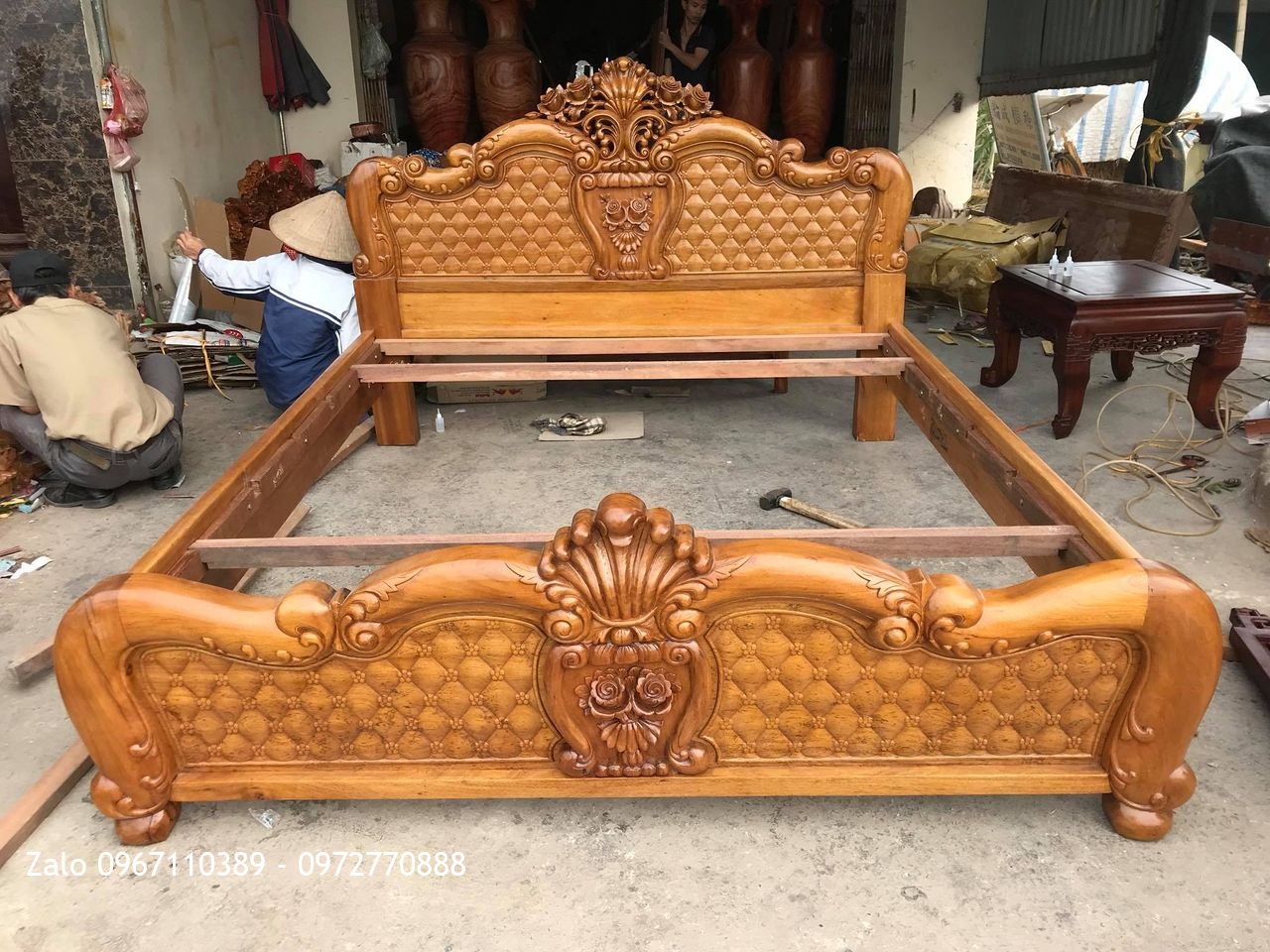 Giường Hồng Trám Mai Gỗ Gụ. AC Hà Nhân Cà Mau