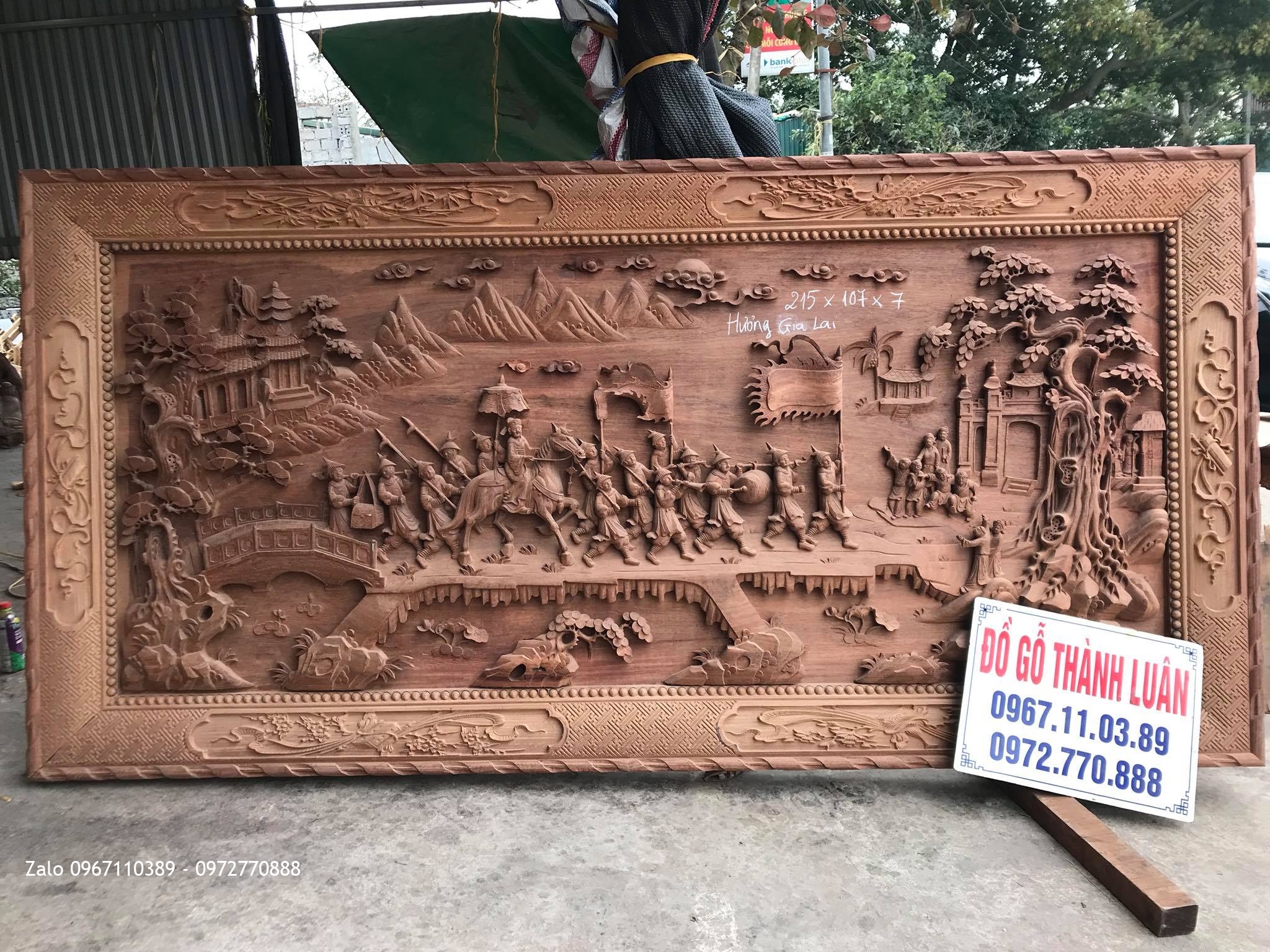 Tranh Vinh Quy Bái Tổ Gỗ Hương Đỏ Gia Lai