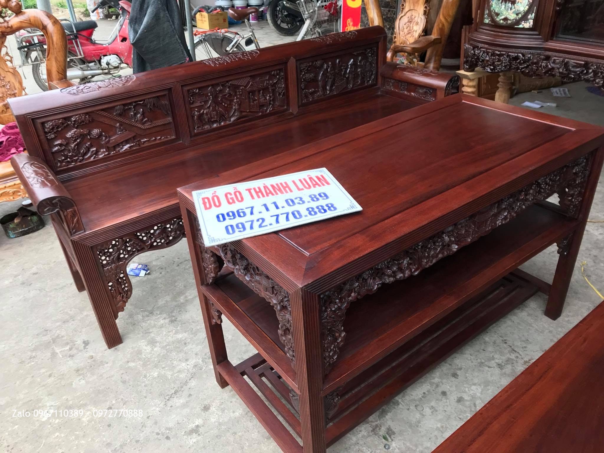 Trường Kỷ Tam Quốc Gỗ Gụ, Tủ Chè Cánh Cong. Khách Thái Bình,