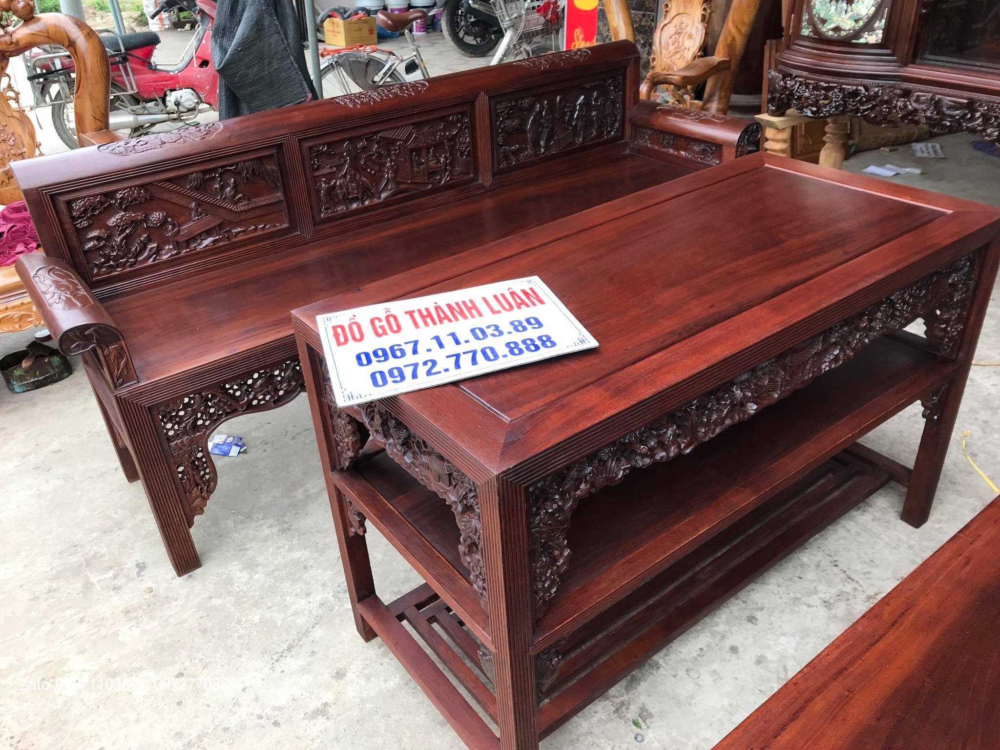 Trường Kỷ Tam Quốc Gỗ Gụ, Tủ Chè Cánh Cong. Khách Thái Bình,