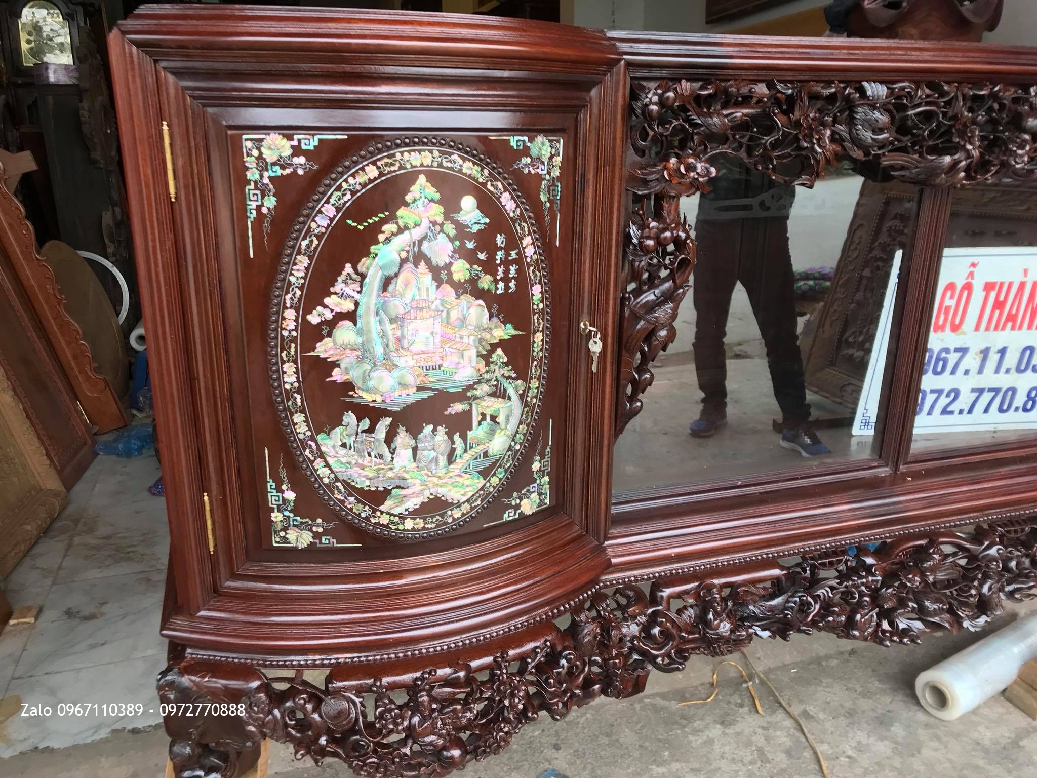 Trường Kỷ Tam Quốc Gỗ Gụ, Tủ Chè Cánh Cong. Khách Thái Bình,.