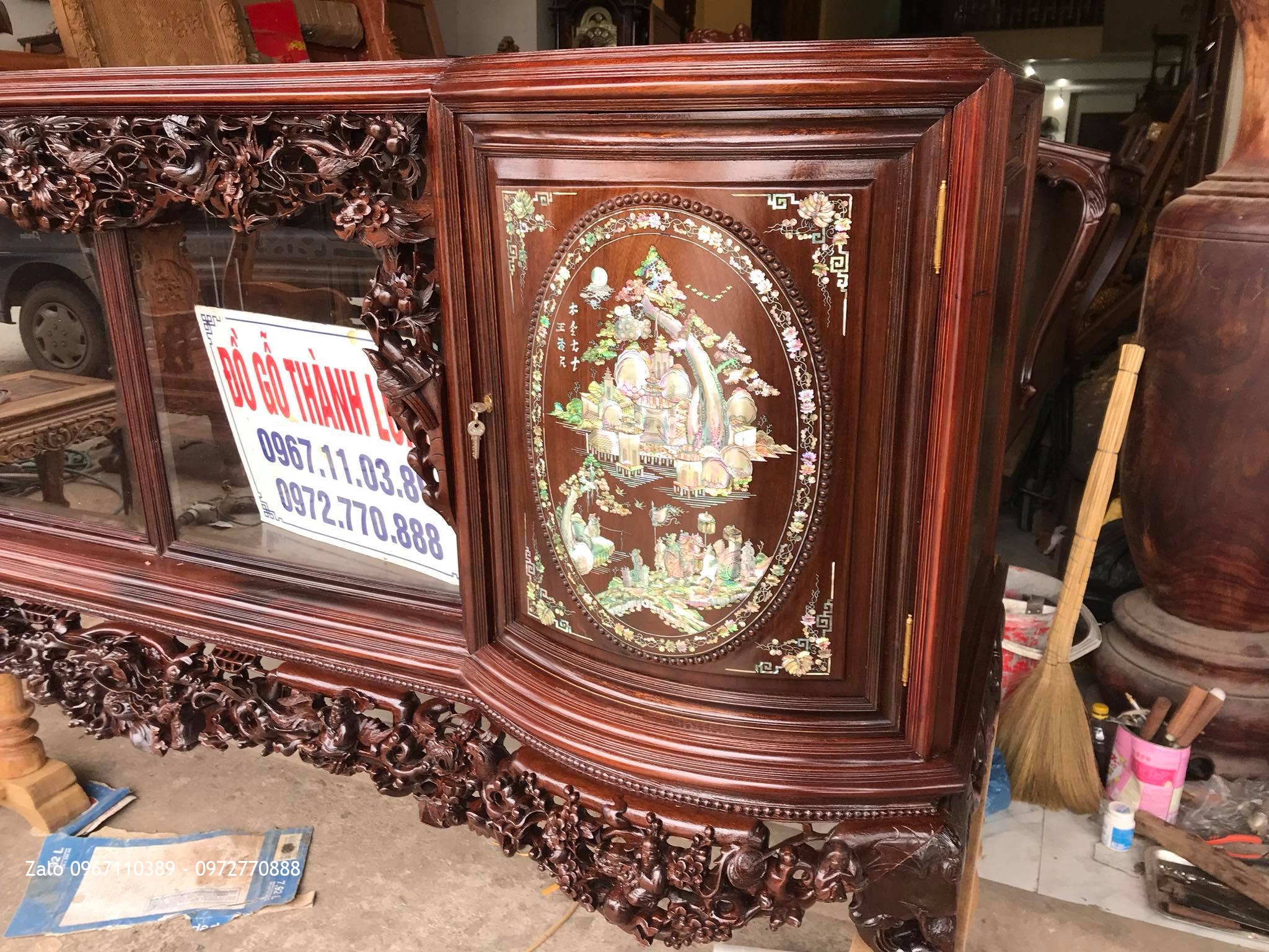 Trường Kỷ Tam Quốc Gỗ Gụ, Tủ Chè Cánh Cong. Khách Thái Bình.,