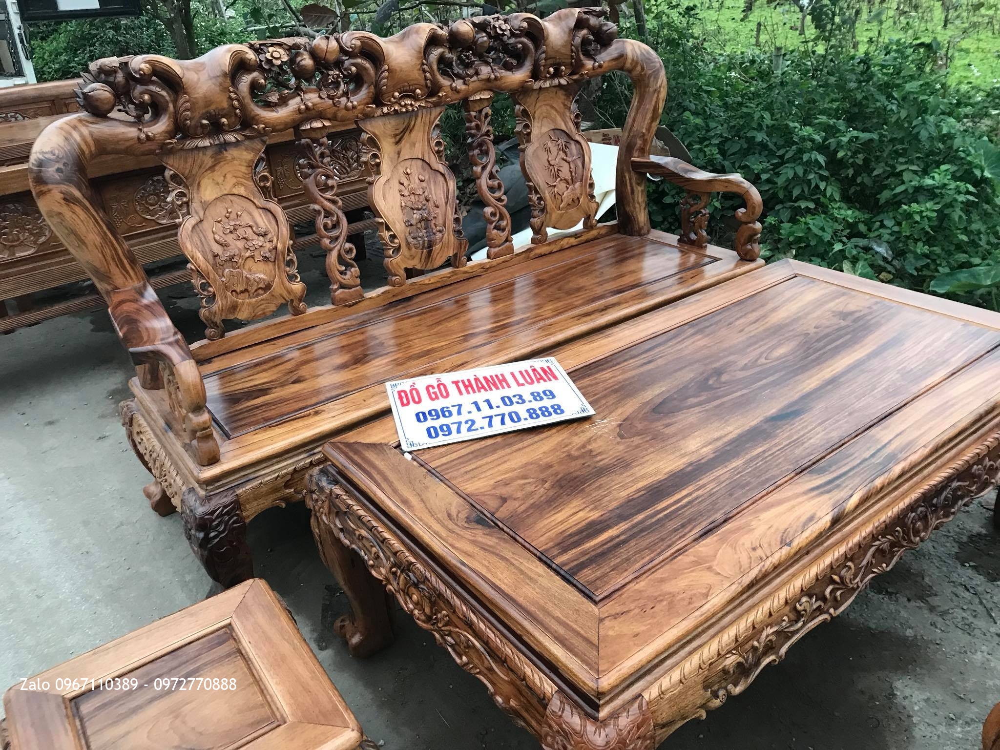 Bộ Ghế Minh Quốc Đào Chim Cột 12 Gỗ Gụ Ta Quảng BìnH VÍP,