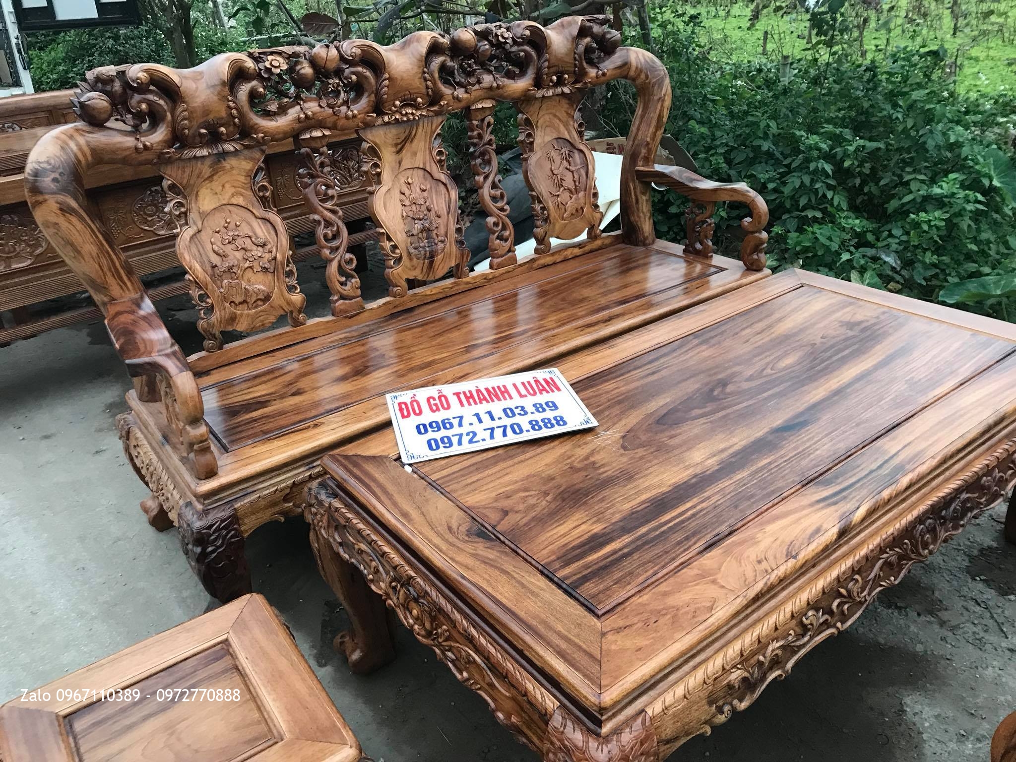 Bộ Ghế Minh Quốc Đào Chim Cột 12 Gỗ Gụ Ta Quảng BìnH VÍP,