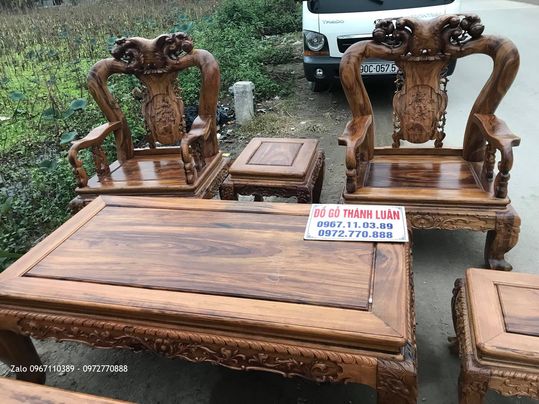 Bộ Ghế Minh Quốc Đào Chim Cột 12 Gỗ Gụ Ta Quảng BìnH VÍP,