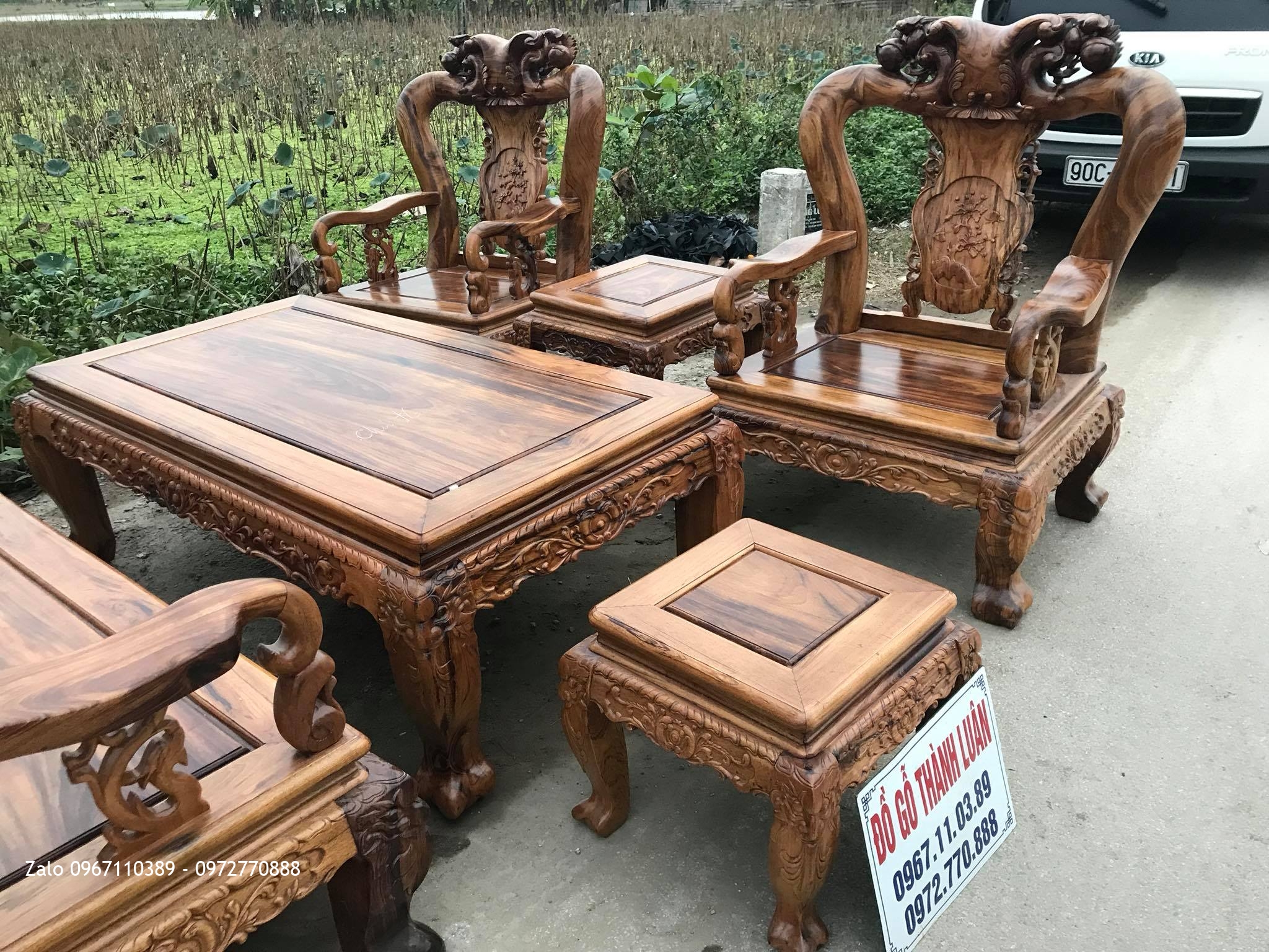 Bộ Ghế Minh Quốc Đào Chim Cột 12 Gỗ Gụ Ta Quảng BìnH VÍP.