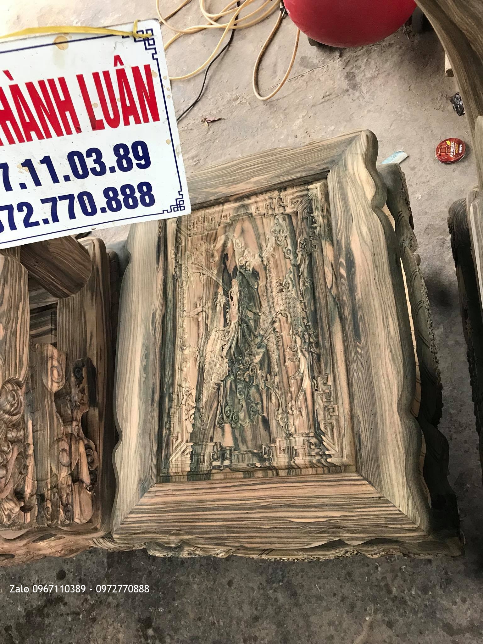 Bộ Bàn Ghế Nghê Bảo Đỉnh Gỗ Mun Cột 12 Gồm 10 Món VIP,.