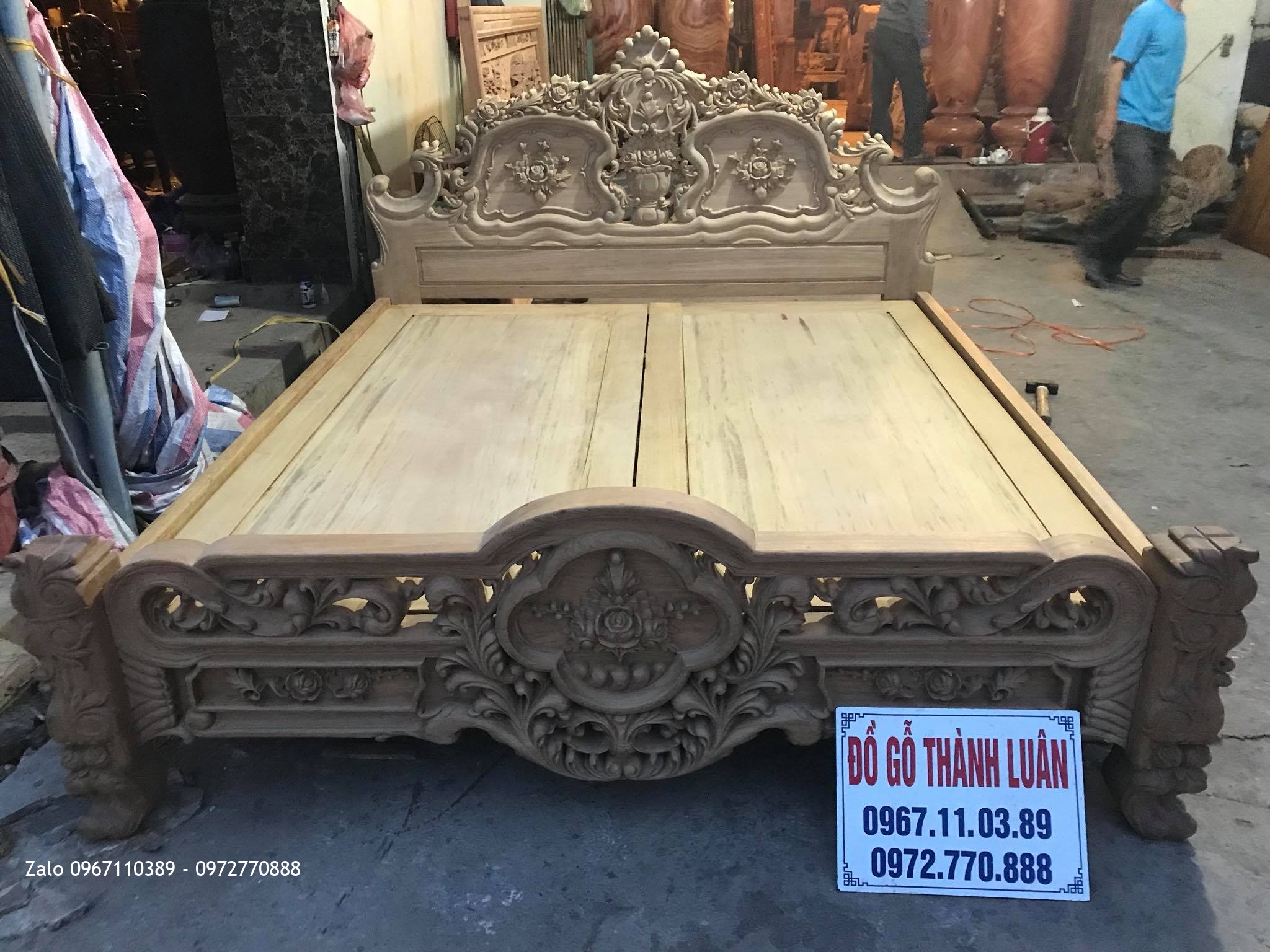 3 Giường Hồng Lu-i (Louis) Gỗ Gụ Dát Phản 1m8 x 2m.Khách Lạng Sơn.