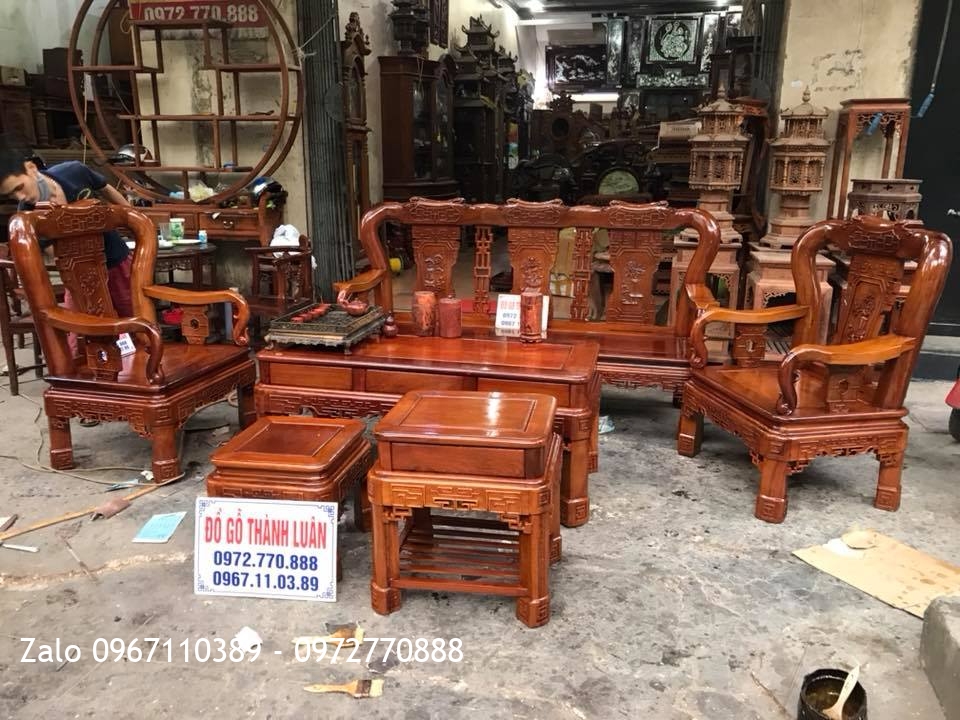 Bộ Ghế Minh Quốc Triện C10 Và Tủ Rượu Gỗ Hương Đỏ Lào. Khách Hải Phòng,,