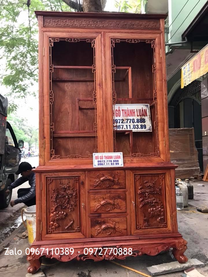 Bộ Ghế Minh Quốc Triện C10 Và Tủ Rượu Gỗ Hương Đỏ Lào. Khách Hải Phòng,,