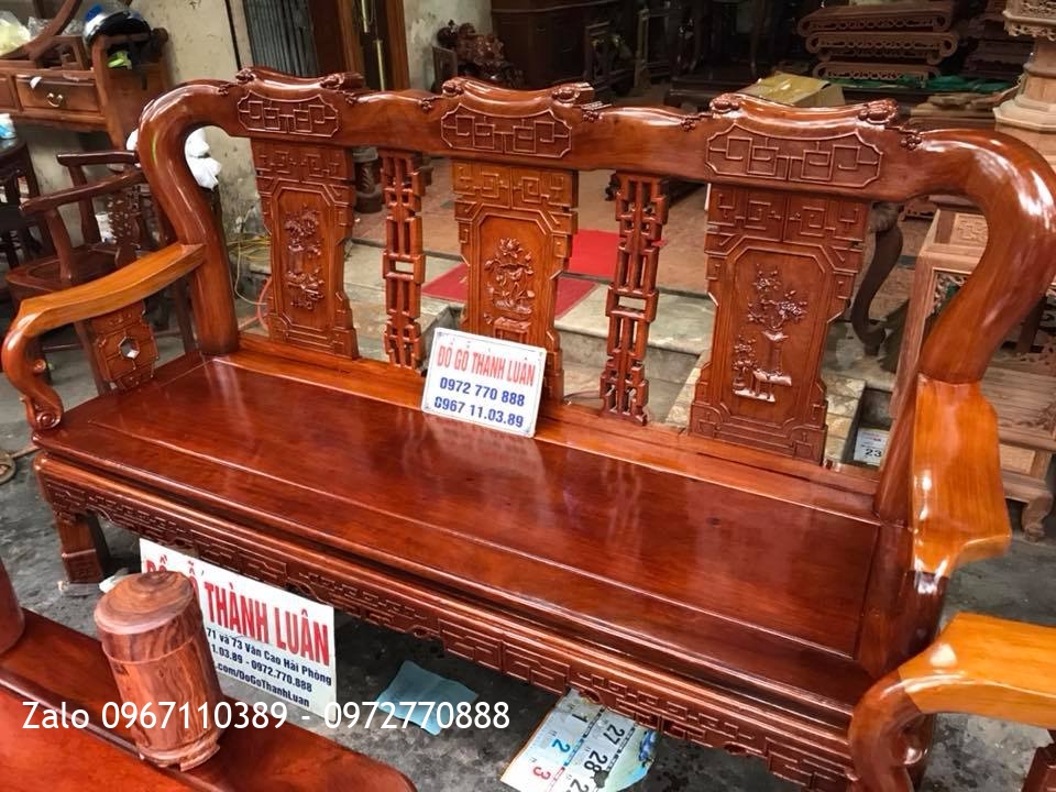 Bộ Ghế Minh Quốc Triện C10 Và Tủ Rượu Gỗ Hương Đỏ Lào. Khách Hải Phòng,,