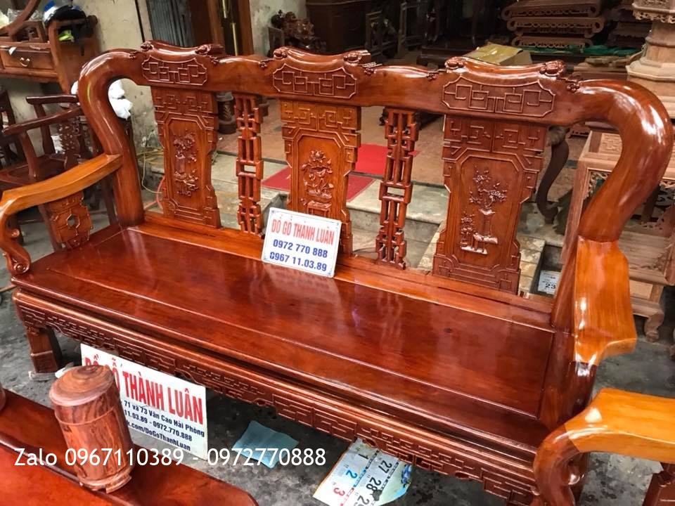 Bộ Ghế Minh Quốc Triện C10 Và Tủ Rượu Gỗ Hương Đỏ Lào. Khách Hải Phòng.
