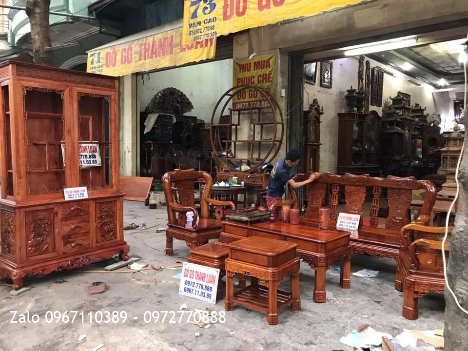 Bộ Ghế Minh Quốc Triện C10 Và Tủ Rượu Gỗ Hương Đỏ Lào. Khách Hải Phòng.