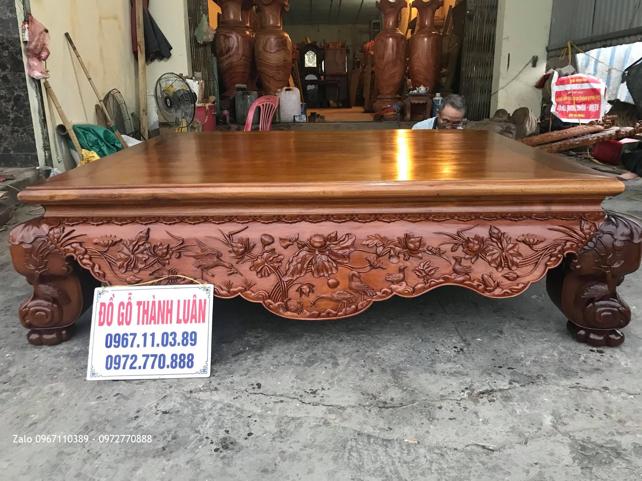 Sập Sen Cò (Gia Đình Thuỷ Tộc) Gỗ Gụ. A Giáp Thường Tín HN