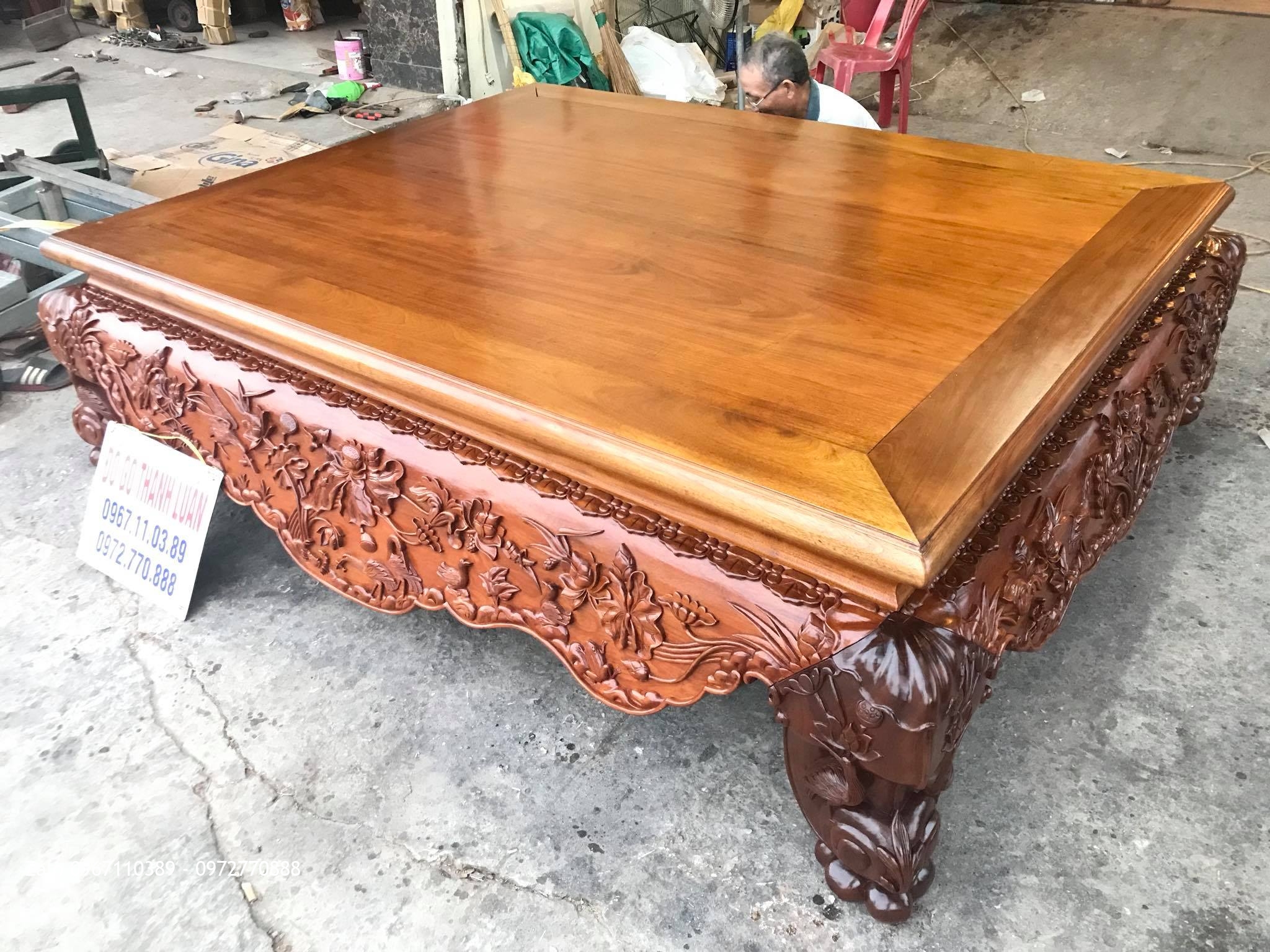 Sập Sen Cò (Gia Đình Thuỷ Tộc) Gỗ Gụ. A Giáp Thường Tín HN.