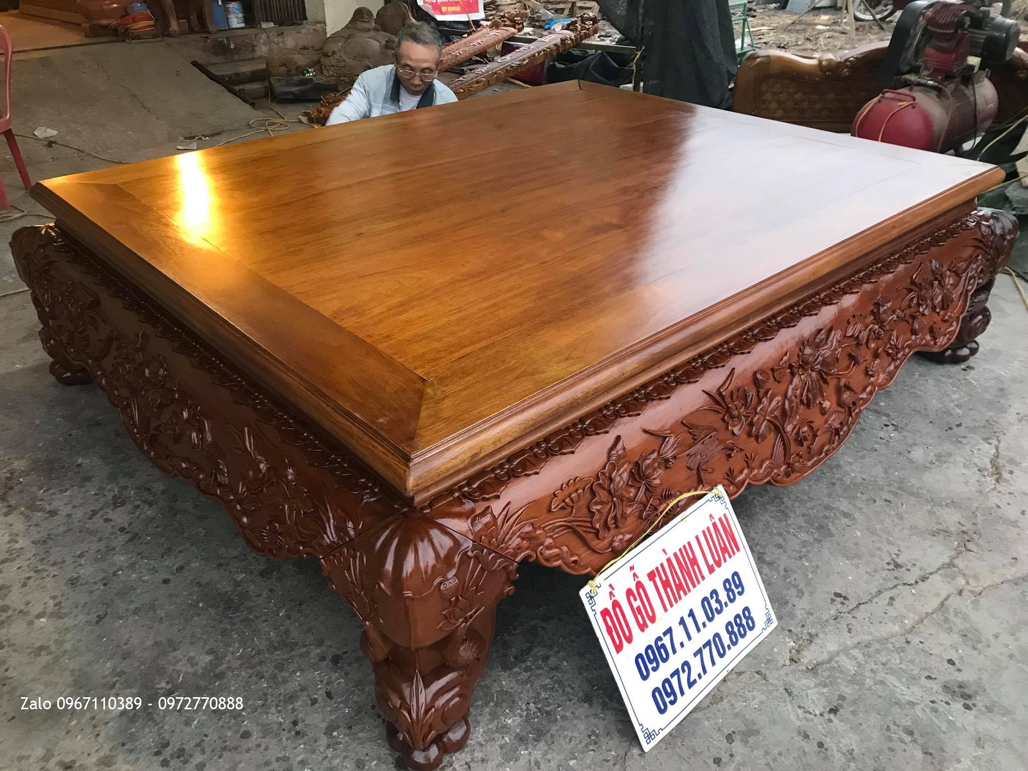 Sập Sen Cò (Gia Đình Thuỷ Tộc) Gỗ Gụ. A Giáp Thường Tín HN.