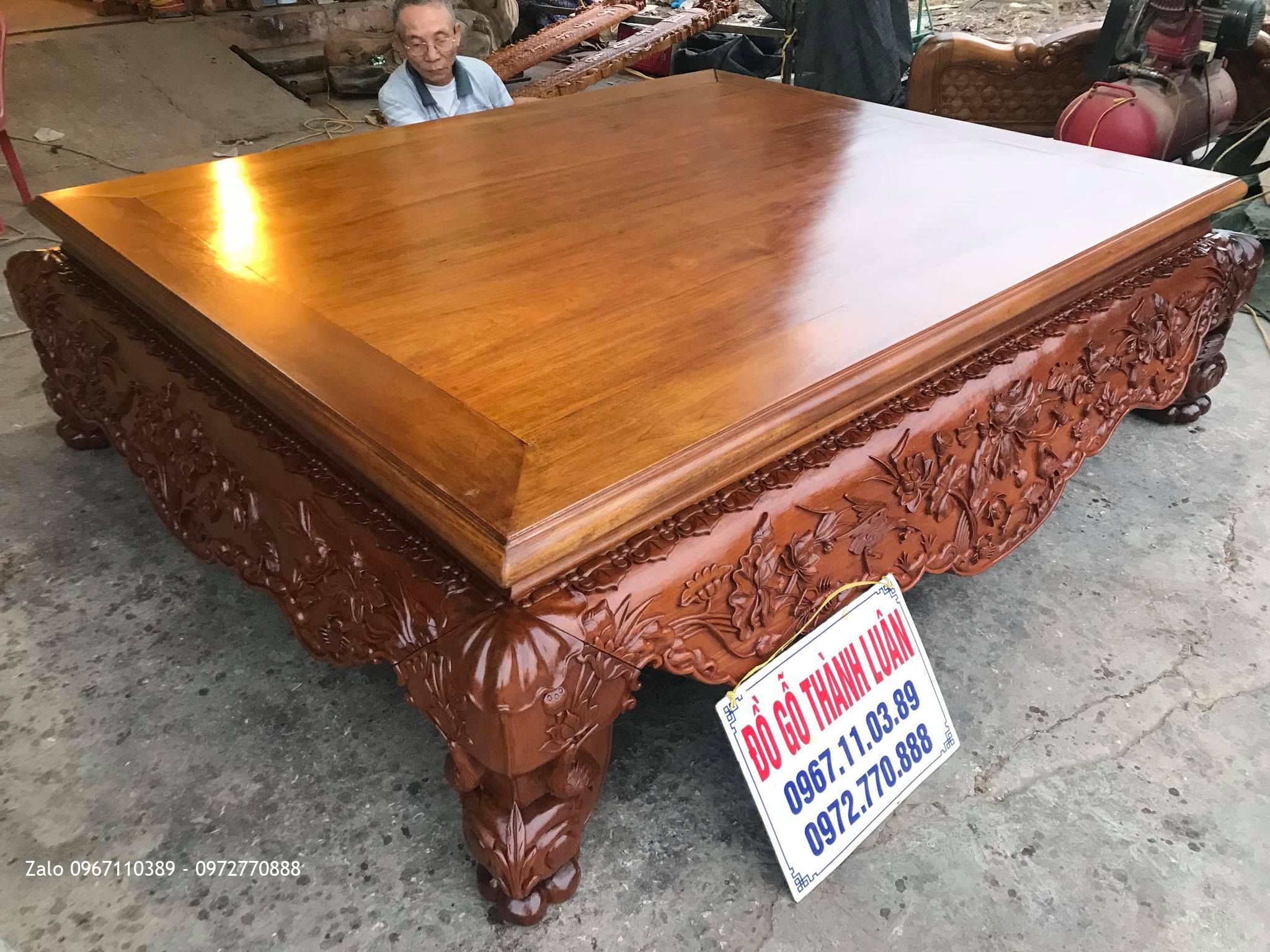 Sập Sen Cò (Gia Đình Thuỷ Tộc) Gỗ Gụ. A Giáp Thường Tín HN.