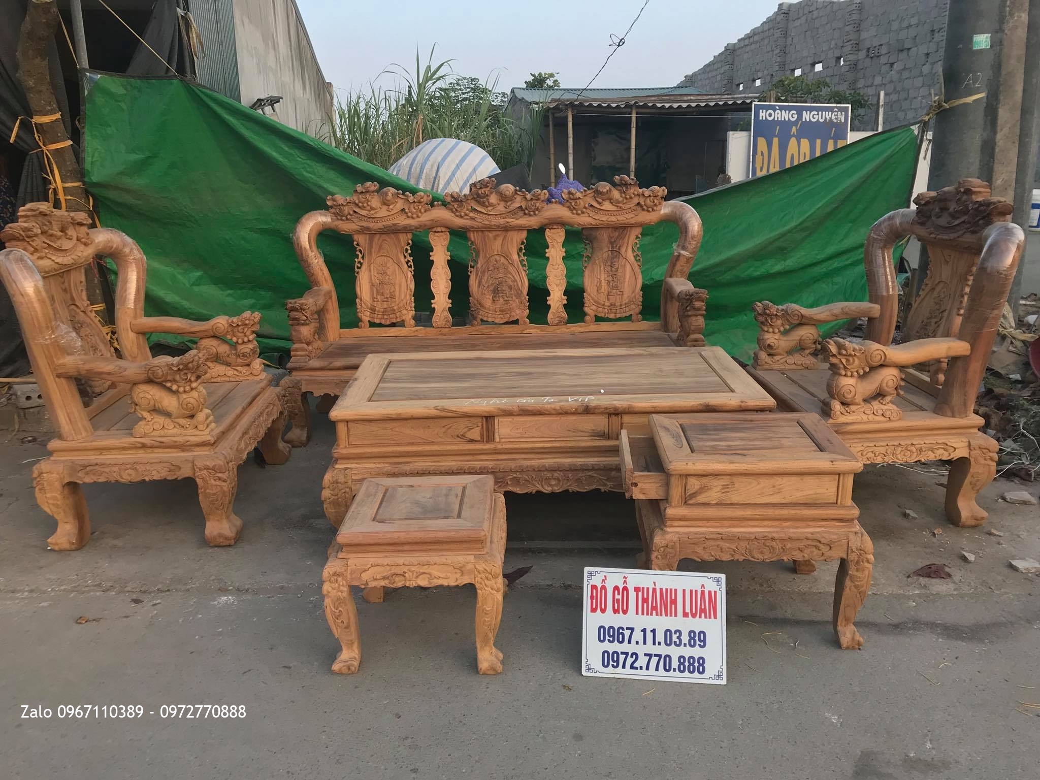 Bộ Bàn Ghế Minh Nghê Cột 12 Gồm 6 Món VÍP Gỗ Gụ Ta Quảng Bình.