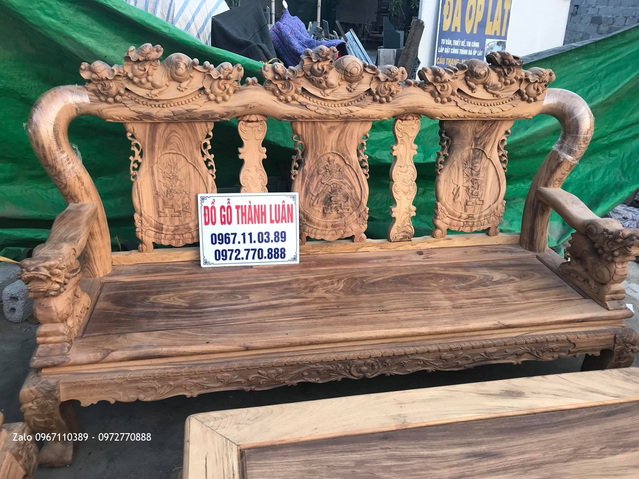 Bộ Bàn Ghế Minh Nghê Cột 12 Gồm 6 Món VÍP Gỗ Gụ Ta Quảng Bình..