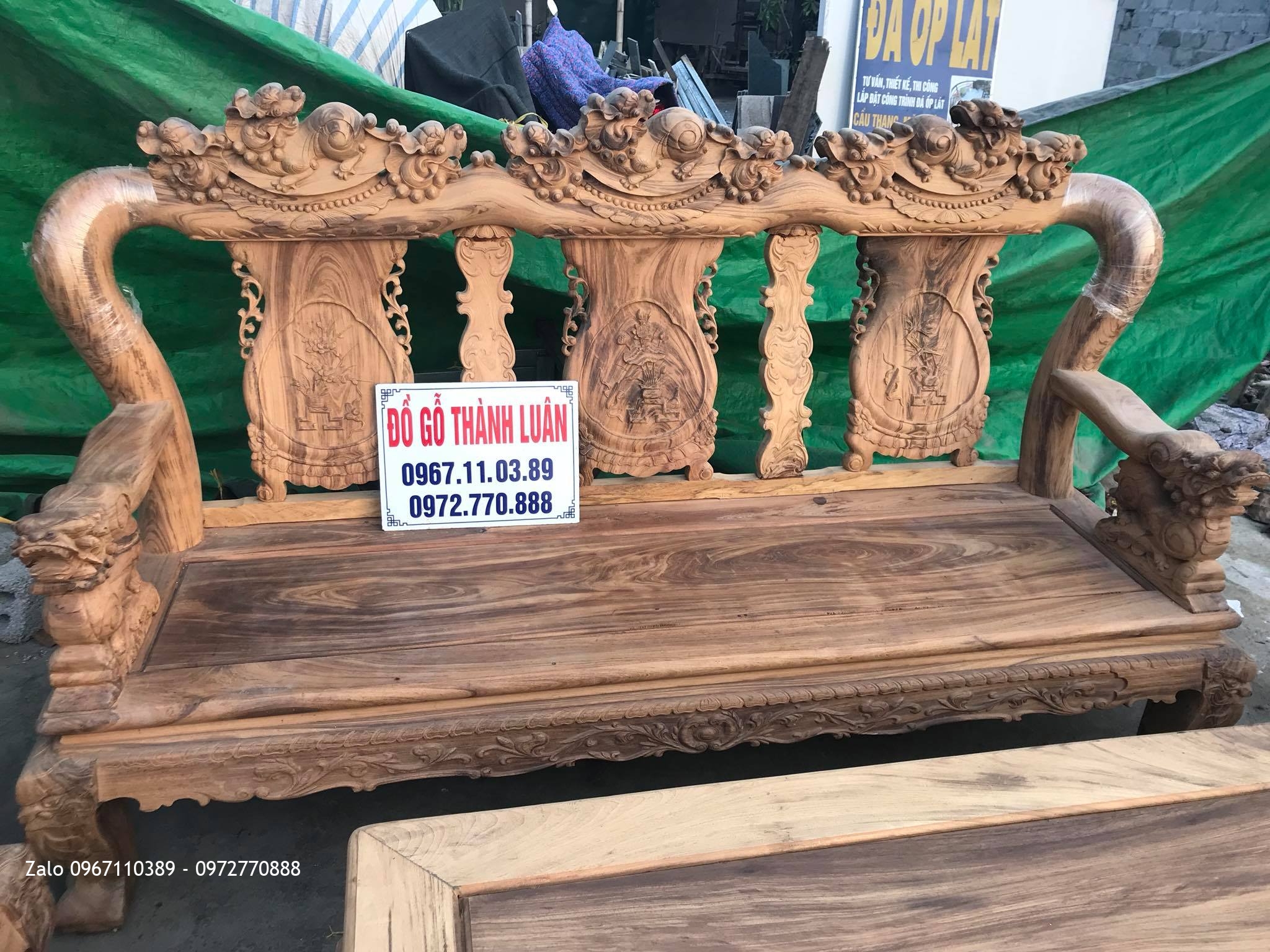 Bộ Bàn Ghế Minh Nghê Cột 12 Gồm 6 Món VÍP Gỗ Gụ Ta Quảng Bình.