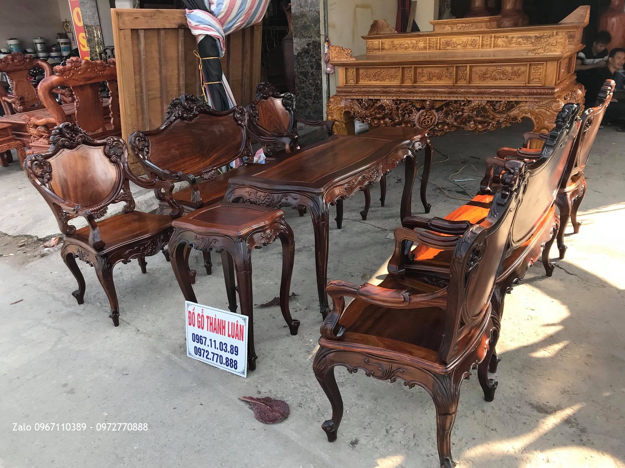 Bộ Ghế Lu-i Gỗ Gụ Ta Quảng Bình Gồm 9 Món VÍP. Chú Sơn Mỹ Đình HN,