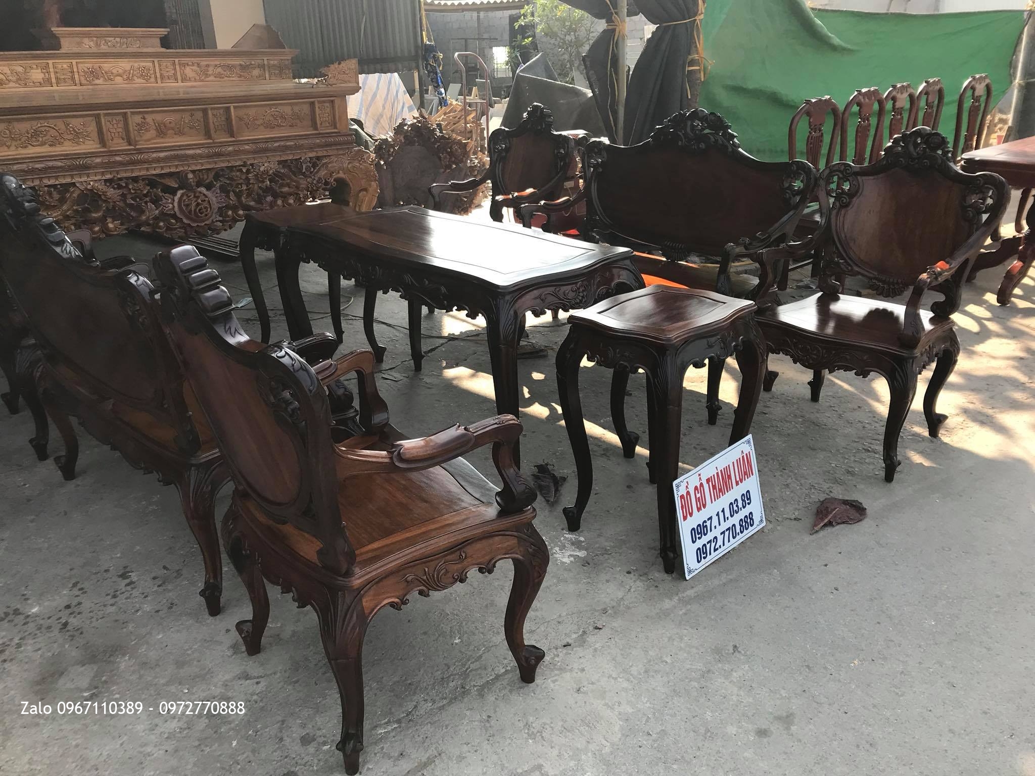 Bộ Ghế Lu-i Gỗ Gụ Ta Quảng Bình Gồm 9 Món VÍP. Chú Sơn Mỹ Đình HN.