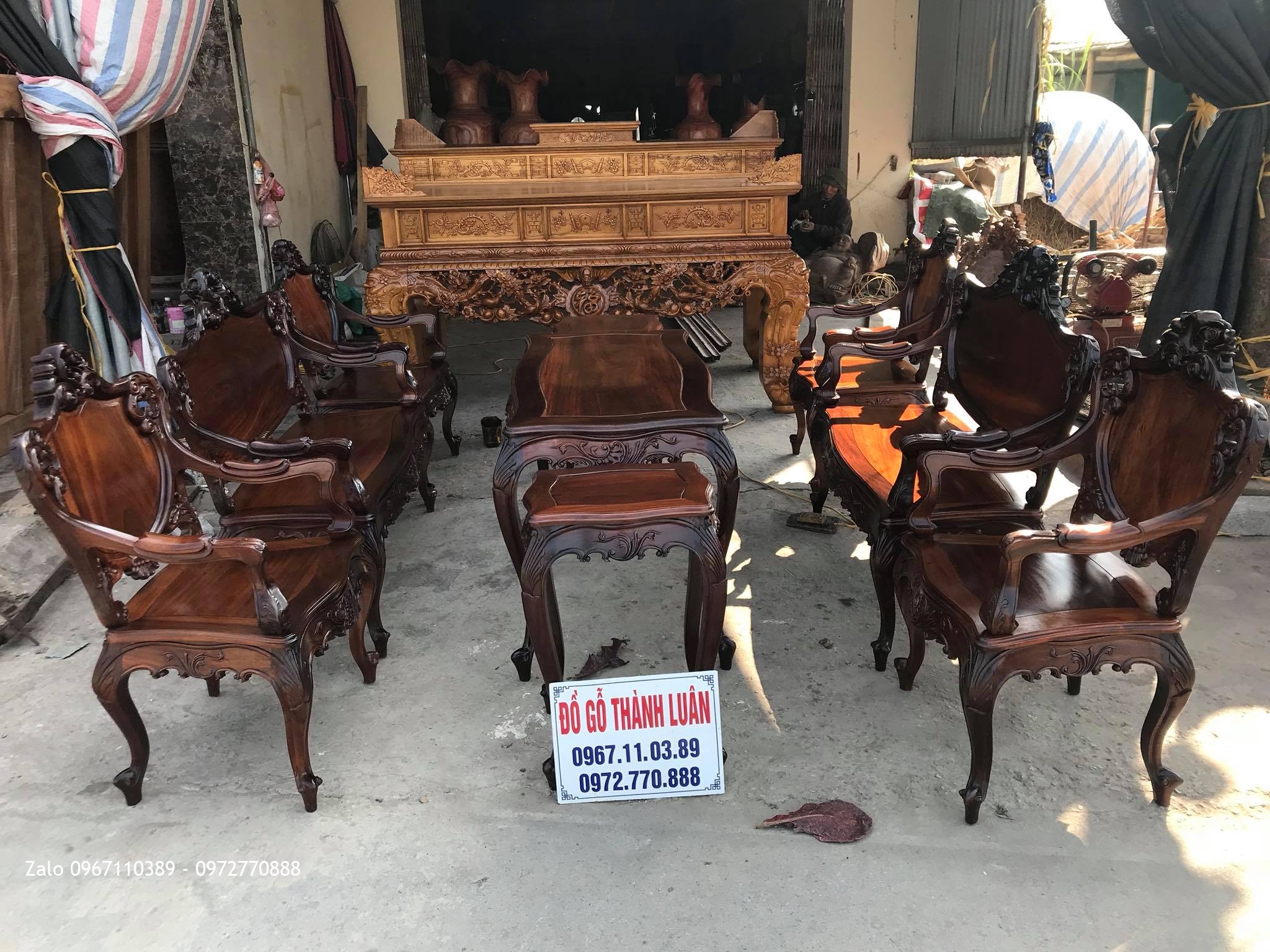 Bộ Ghế Lu-i Gỗ Gụ Ta Quảng Bình Gồm 9 Món VÍP. Chú Sơn Mỹ Đình HN