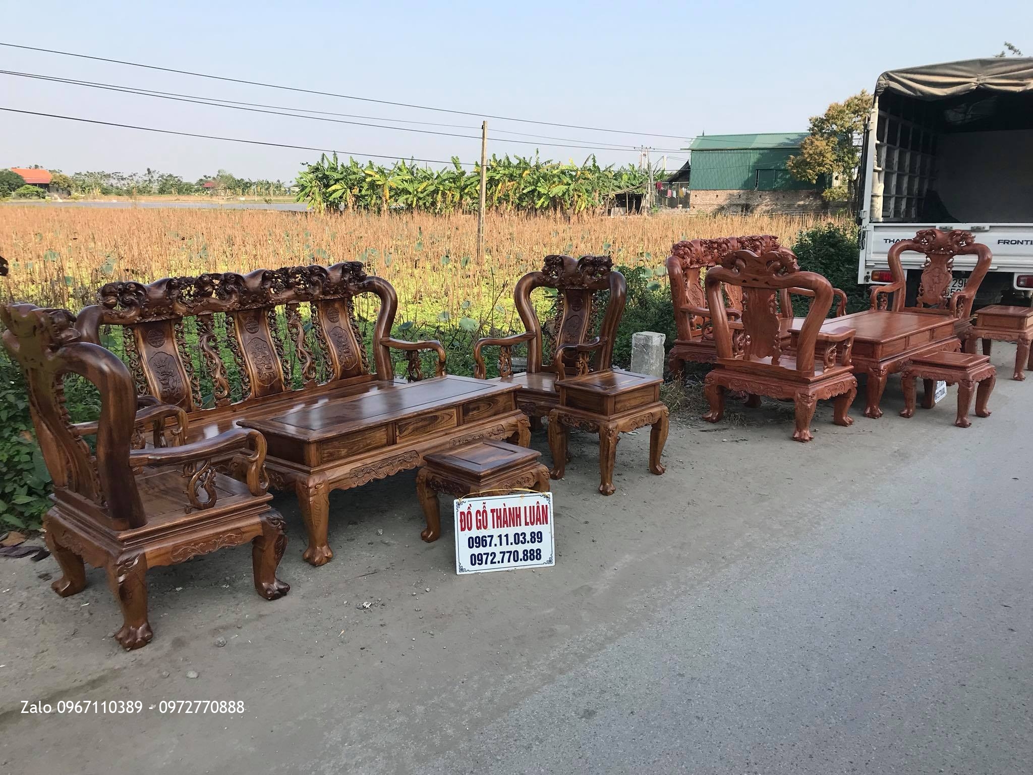 2 Bộ Ghế Minh Đào Chim Gỗ Gụ Ta Và Gỗ Hương Đá VIP. GTC10 VIP 7,,