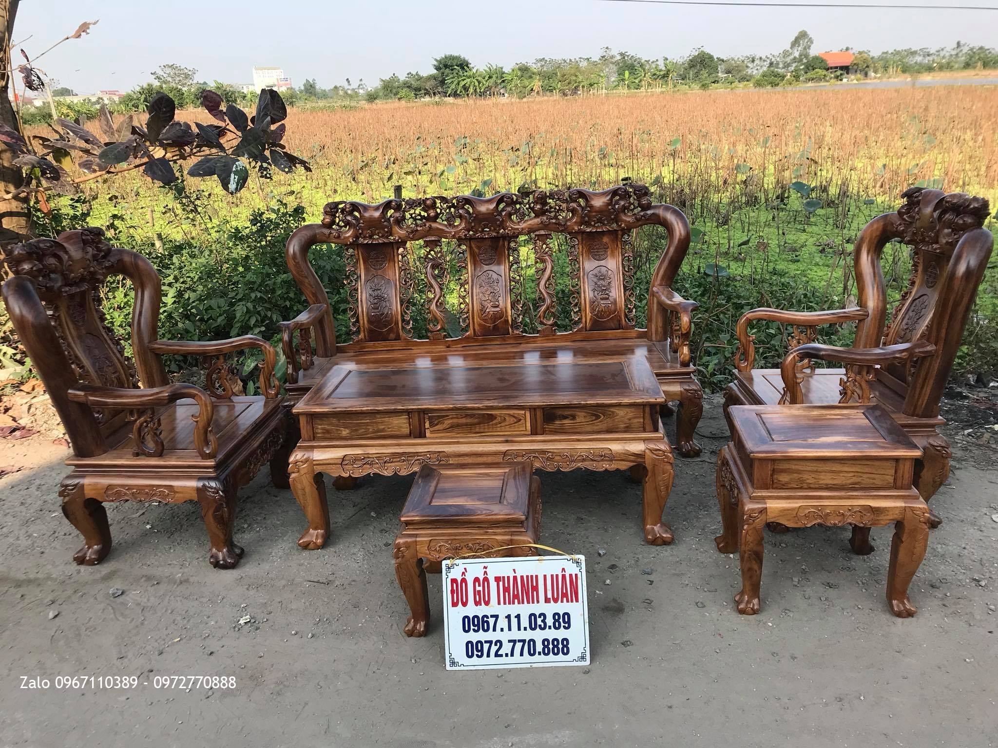 2 Bộ Ghế Minh Đào Chim Gỗ Gụ Ta Và Gỗ Hương Đá VIP. GTC10 VIP 7.