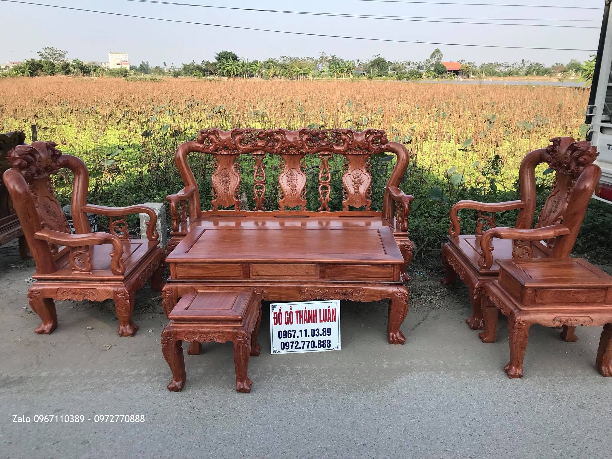 2 Bộ Ghế Minh Đào Chim Gỗ Gụ Ta Và Gỗ Hương Đá VIP. GTC10 VIP 7.