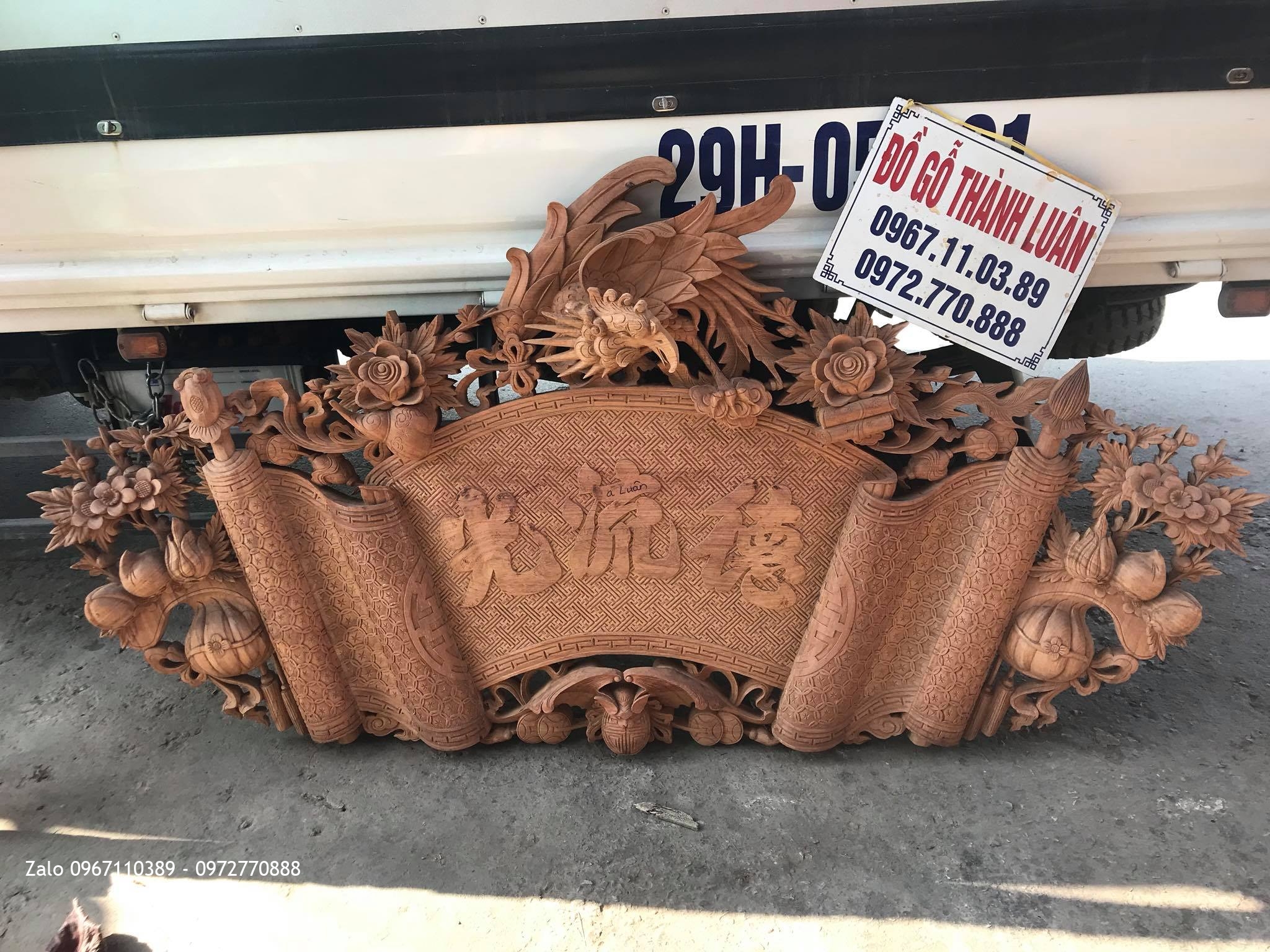 Cuốn Thư Câu Đối Phượng Hoàng Gỗ Gõ Đỏ Víp