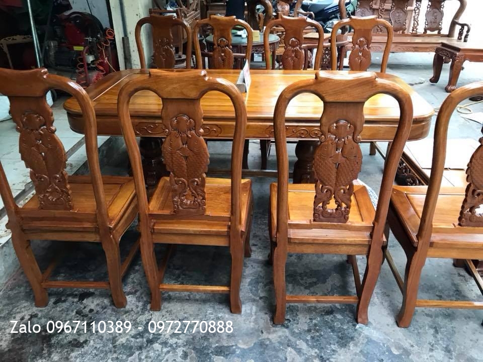 Bộ Ghế Ăn Mẫu Cá Chép Đục 2 Mặt.