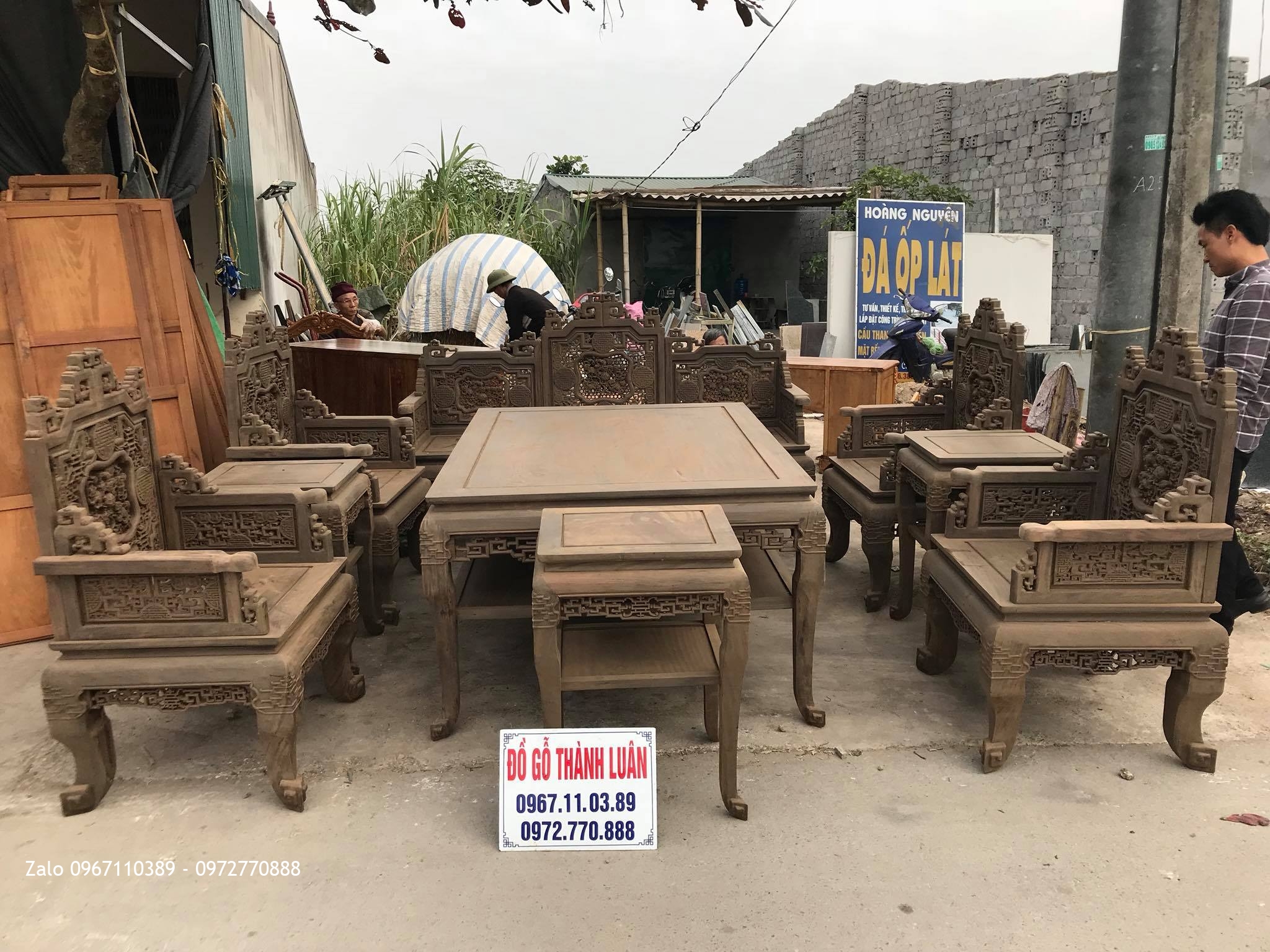 Bộ Trường Kỷ Huế Ngũ Lân 9 Món Gỗ Cũ. A Trọng Chương Mỹ HN